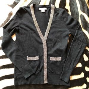 Liz Claiborne Button Up Cardigan W Metallic Accent